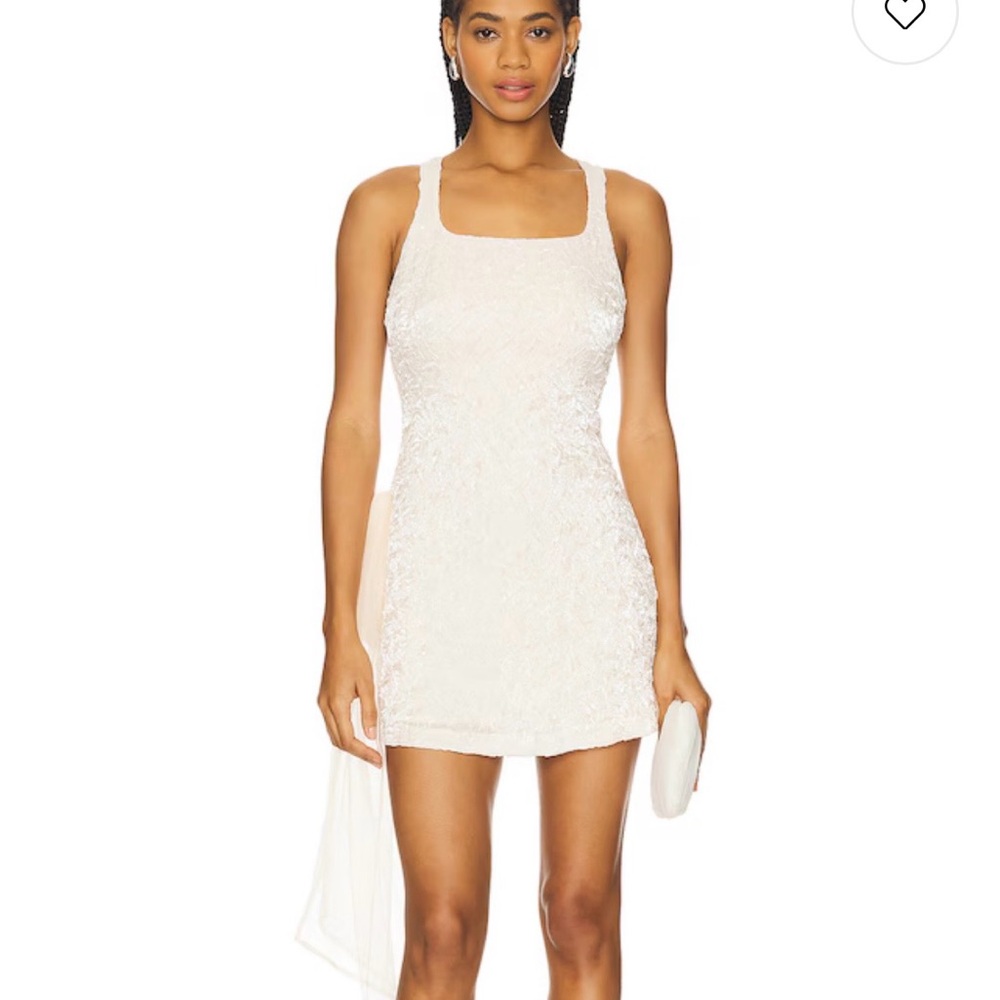 For Love and Lemons Frosted Organza Mini Dress in Cream